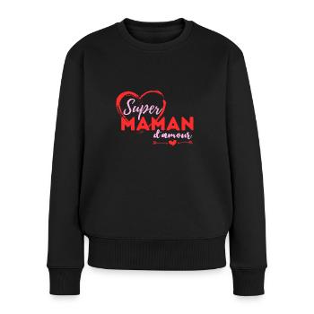Super maman d'amour - Pull Premium bio Femme - noir - Devant - Julia (174cm)