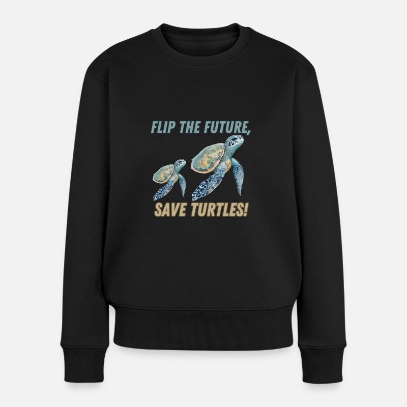 Drehen Sie die Zukunft um, retten Sie Schildkröten! - Frauen Premium Bio Pullover - Schwarz