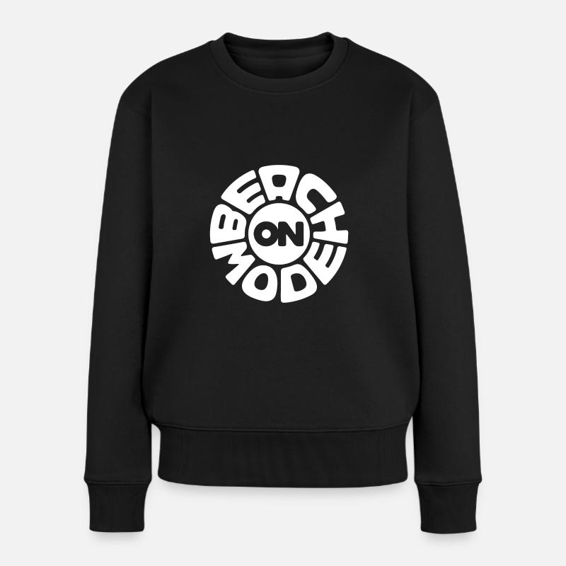 Beach Mode On Strand Schriftdesign Strandurlaub - Frauen Premium Bio Pullover - Schwarz