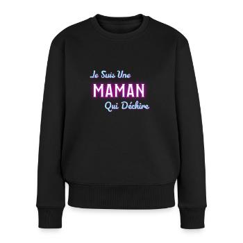 Je suis une maman qui déchire - Pull Premium bio Femme - noir - Devant - Julia (174cm)