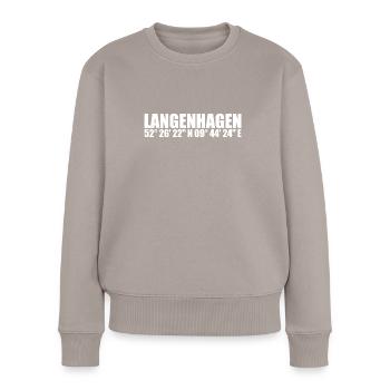 Langenhagen Koordinaten - Frauen Premium Bio Pullover - Taupe - Vorne - Julia (174cm)