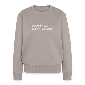 Sioux Falls South Dakota USA Koordinaten - Frauen Premium Bio Pullover - Taupe - Vorne - Julia (174cm)