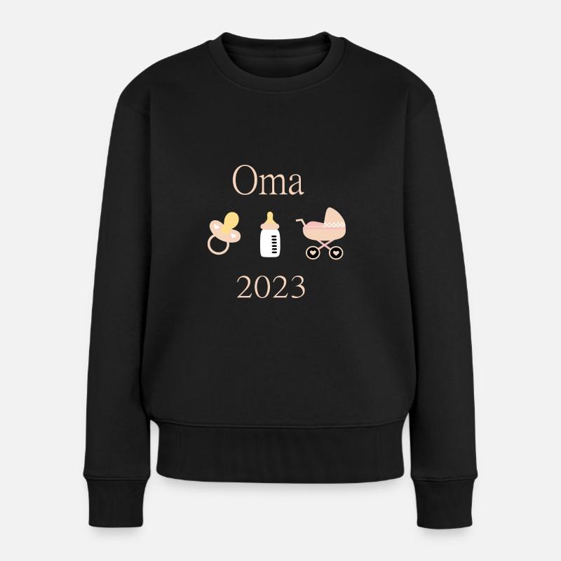 Oma 2023 Geburt Mädchen Vorlage personalisierbar - Frauen Premium Bio Pullover - Schwarz