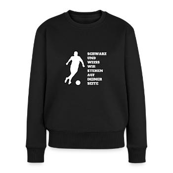 Fußball Weiß und Schwarz Nationalelf EM 2024 - Frauen Premium Bio Pullover - Schwarz - Vorne - Julia (174cm)