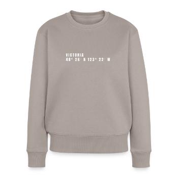 Victoria Kanada Koordinaten - Frauen Premium Bio Pullover - Taupe - Vorne - Julia (174cm)