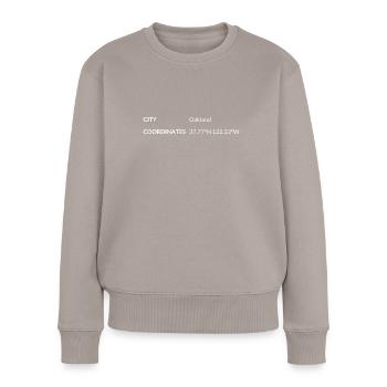 Oakland California USA Koordinaten - Frauen Premium Bio Pullover - Taupe - Vorne - Julia (174cm)
