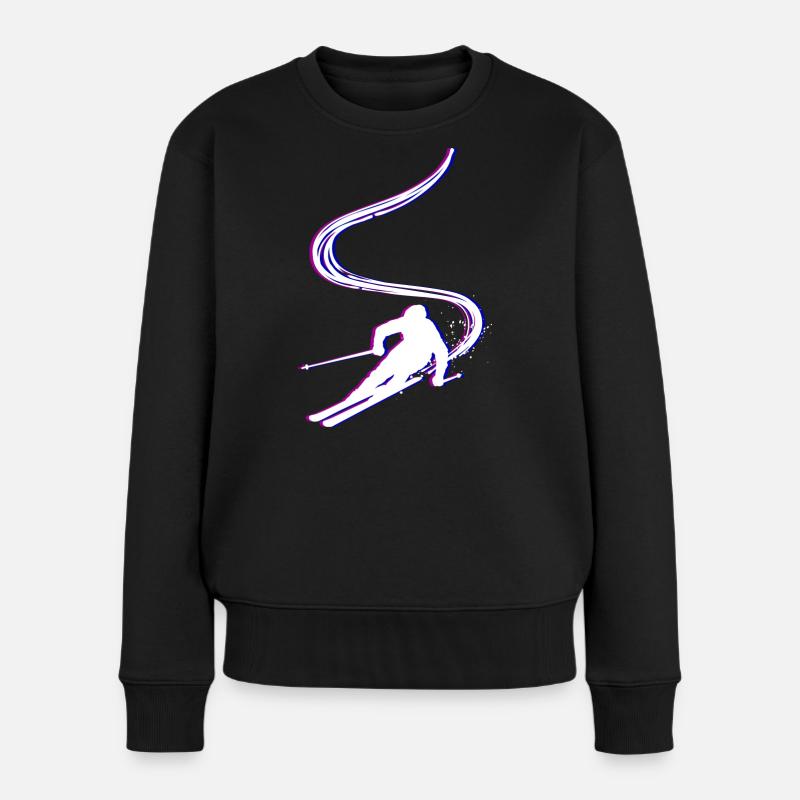 Pistengaudi Schispringen Schifahren Wintersport - Frauen Premium Bio Pullover - Schwarz