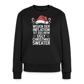 Inflationswitz Ugly Weihnachtssweater - Frauen Premium Bio Pullover - Schwarz - Vorne - Julia (174cm)