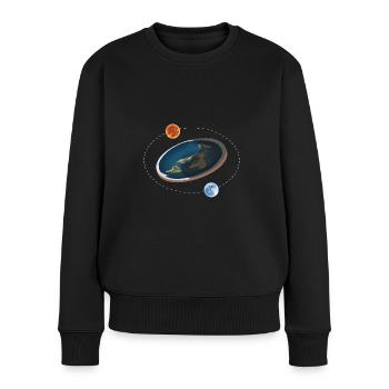 Flat Earth Society Globe Carte Plat Terre Modèle - Pull Premium bio Femme - noir - Devant - Julia (174cm)
