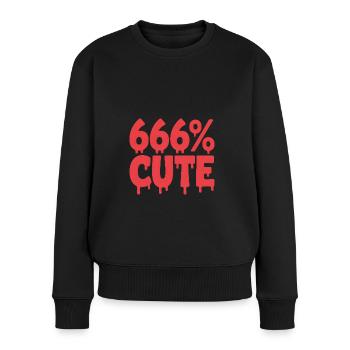 666% Cute! Satanistisches Goth Girl Design - Frauen Premium Bio Pullover - Schwarz - Vorne - Julia (174cm)