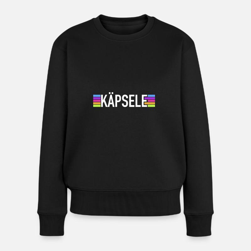 Stuttgart Käpsele retro vintage - Frauen Premium Bio Pullover - Schwarz