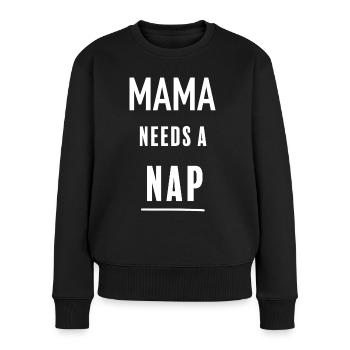 Maman a besoin d’une sieste - Pull Premium bio Femme - noir - Devant - Julia (174cm)