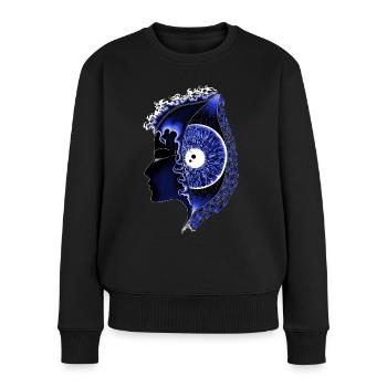 Big Eye Bleu, Œil, Vertical, Réaliste - Pull Premium bio Femme - noir - Devant - Julia (174cm)