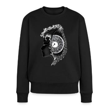 Big Eye Blanc, Œil, Vertical, Réaliste - Pull Premium bio Femme - noir - Devant - Julia (174cm)