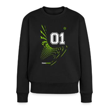 01 TRIKOT Trikotnummer Sport Team Spiel Eins Motiv - Frauen Premium Bio Pullover - Schwarz - Vorne - Julia (174cm)