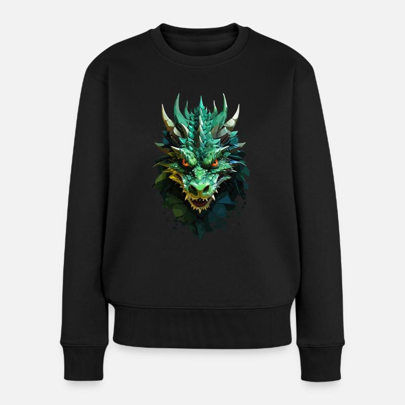 Schattiger Drache - Dunkle Pracht - Frauen Premium Bio Pullover - Schwarz
