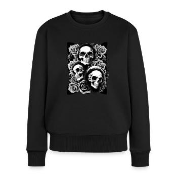 Skull with Roses Skull Horror Flowers - Women's Premium Organic Jumper - black - Front - Julia (174cm)