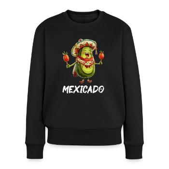 Avocado Mexicado Vegan Essen Vegitarier Maracas - Frauen Premium Bio Pullover - Schwarz - Vorne - Julia (174cm)