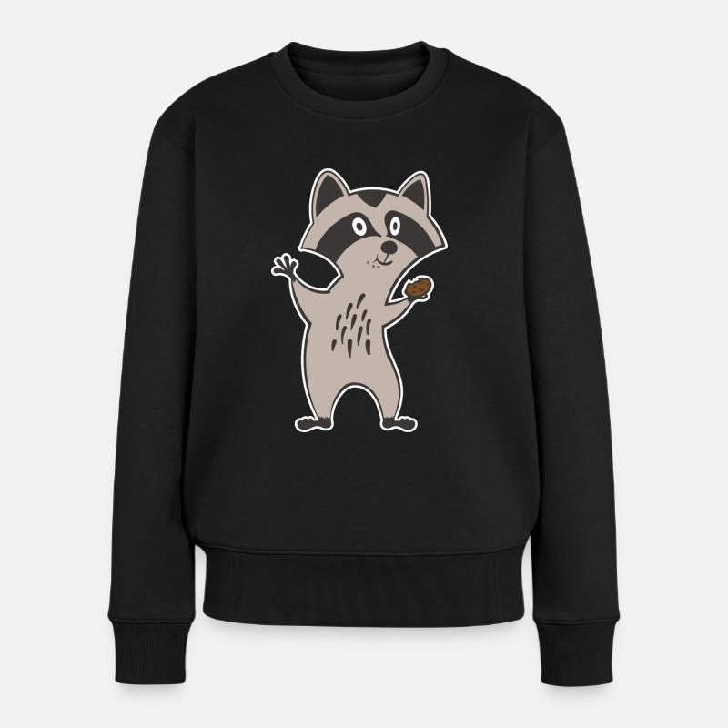 cookie racoon - Frauen Premium Bio Pullover - Schwarz