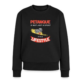 Boule ist nicht nur ein Sport es ist ein Life Style - Frauen Premium Bio Pullover - Schwarz - Vorne - Julia (174cm)