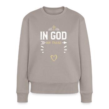 In God We Trust - Jesus - Women's Premium Organic Jumper - taupe - Front - Julia (174cm)