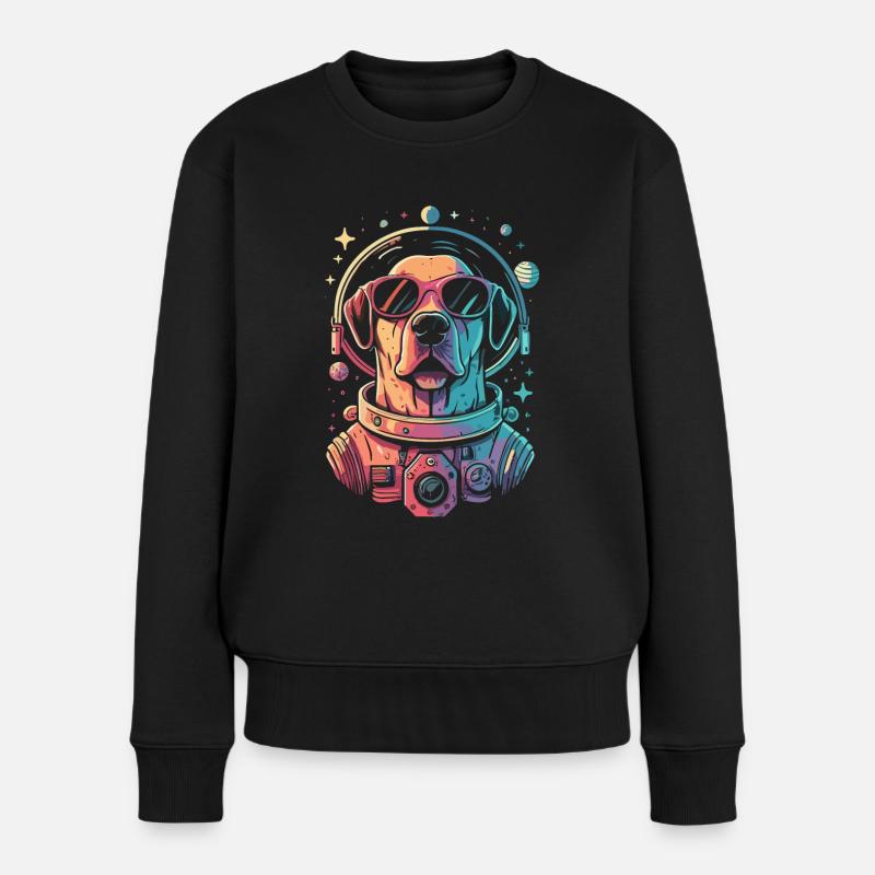 Chemise Labrador de l’espace rétro oeuvre colorée - Pull Premium bio Femme - noir