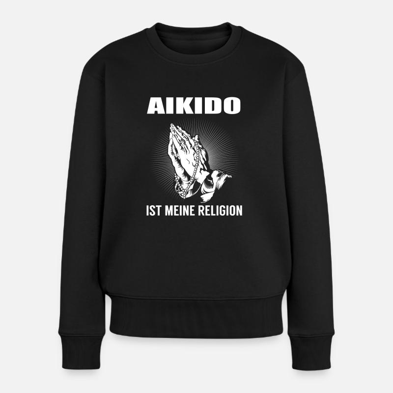 Aikido - meine Religion - Frauen Premium Bio Pullover - Schwarz