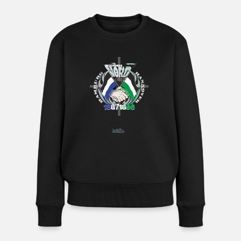 Hamburg - Hannover Fanfreundschaft - Frauen Premium Bio Pullover - Schwarz