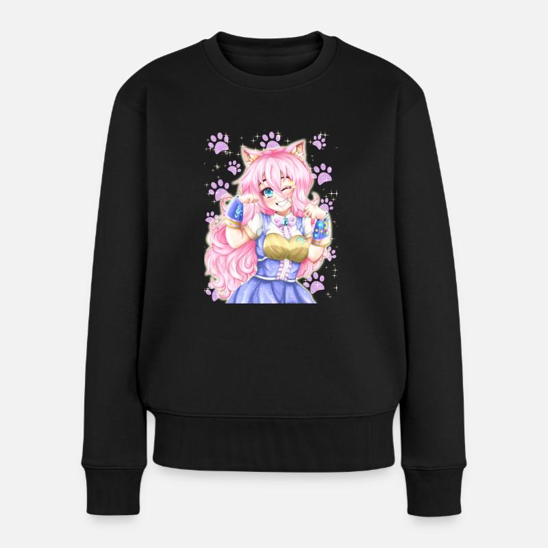 Neko Mädchen - Frauen Premium Bio Pullover - Schwarz