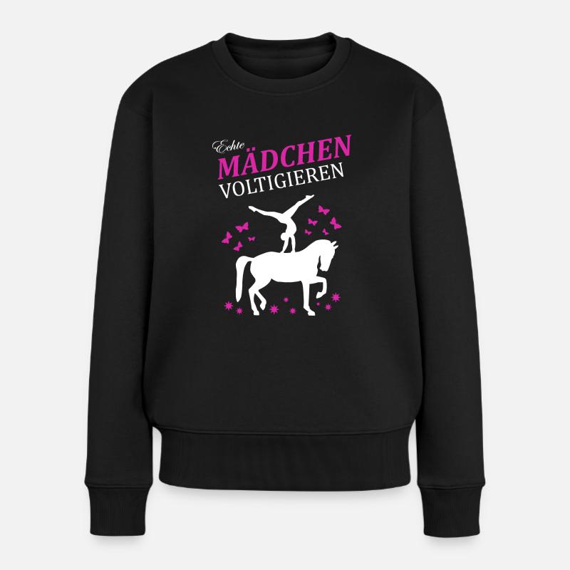 Voltigieren Volti Mädchen Reiten Pferd Pferdesport - Frauen Premium Bio Pullover - Schwarz
