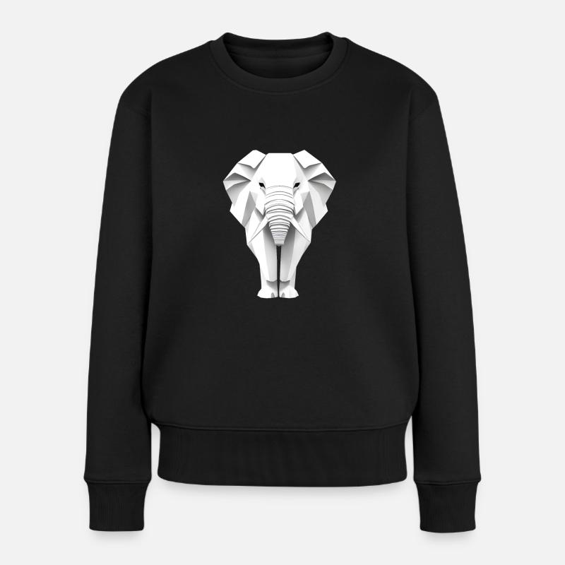 Éléphant en origami de papier - Pull Premium bio Femme - noir