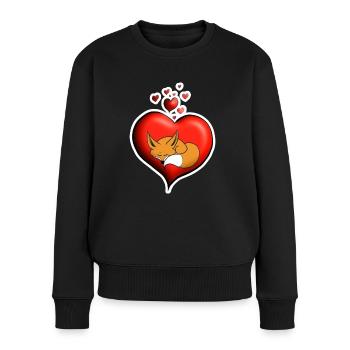 Fuchs Fuchs rot Herz - Frauen Premium Bio Pullover - Schwarz - Vorne - Julia (174cm)