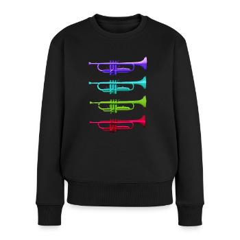 Trompeten - Frauen Premium Bio Pullover - Schwarz - Vorne - Julia (174cm)
