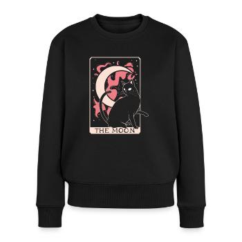 Gothic Wiccan Witch Black Cat And Moon Tarot - Frauen Premium Bio Pullover - Schwarz - Vorne - Julia (174cm)