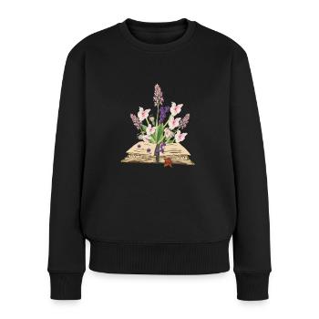 Fleurs sauvages - Herbes - Pull Premium bio Femme - noir - Devant - Julia (174cm)