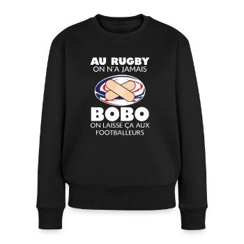 Cadeau humour pour joueur de rugby - Pull Premium bio Femme - noir - Devant - Julia (174cm)