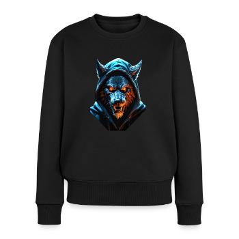 Hooded Werwolf - Frauen Premium Bio Pullover - Schwarz - Vorne - Julia (174cm)