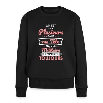 Plusieurs dans tête la Militaire l'emporte - Pull Premium bio Femme - noir - Devant - Julia (174cm)