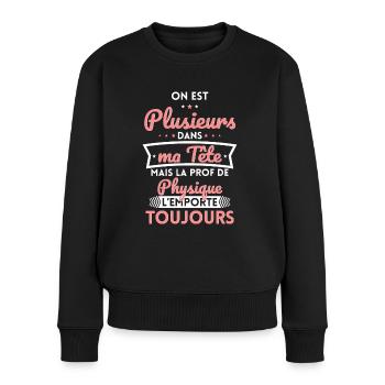 Plusieurs dans tête la Prof de Physique l'emporte - Pull Premium bio Femme - noir - Devant - Julia (174cm)