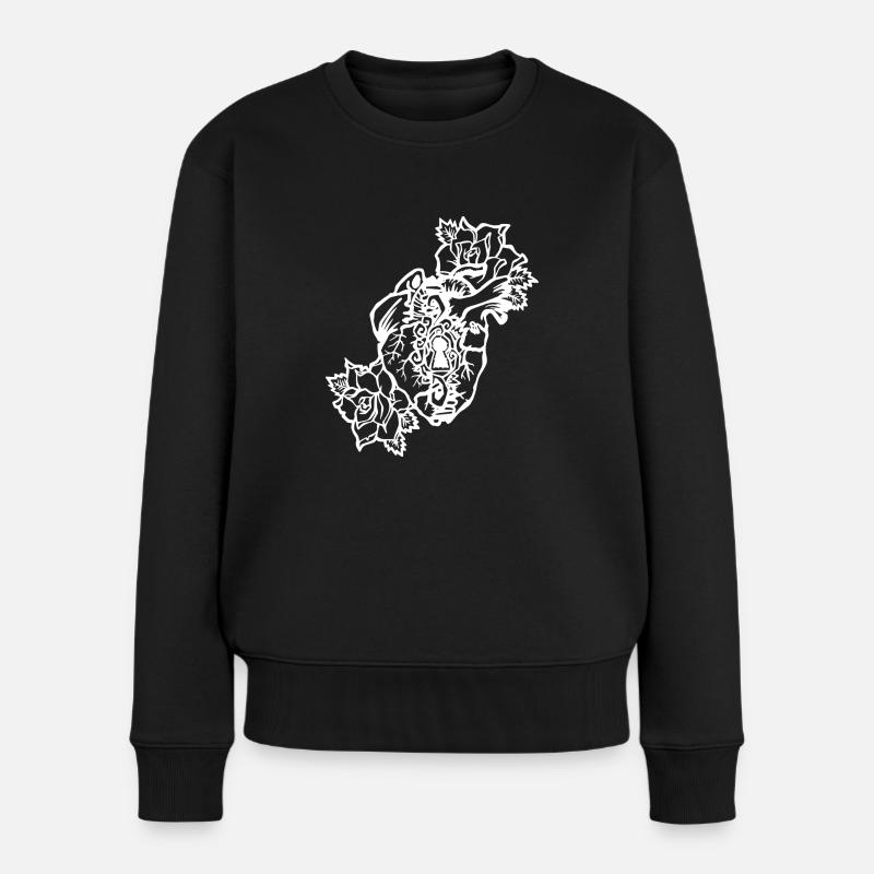 Heart lock roses bloom - Pull Premium bio Femme - noir