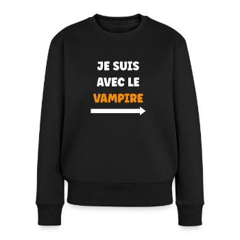 je suis avec le vampire - Pull Premium bio Femme - noir - Devant - Julia (174cm)