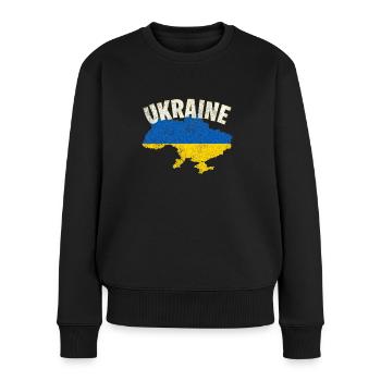 Ukraine - Frauen Premium Bio Pullover - Schwarz - Vorne - Julia (174cm)