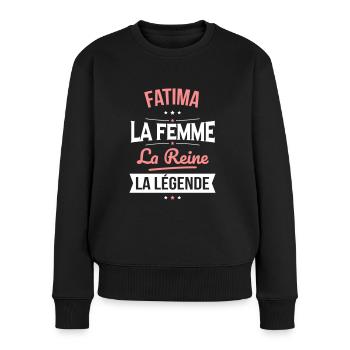 Fatima - La Femme - La Reine - La Légende - Pull Premium bio Femme - noir - Devant - Julia (174cm)