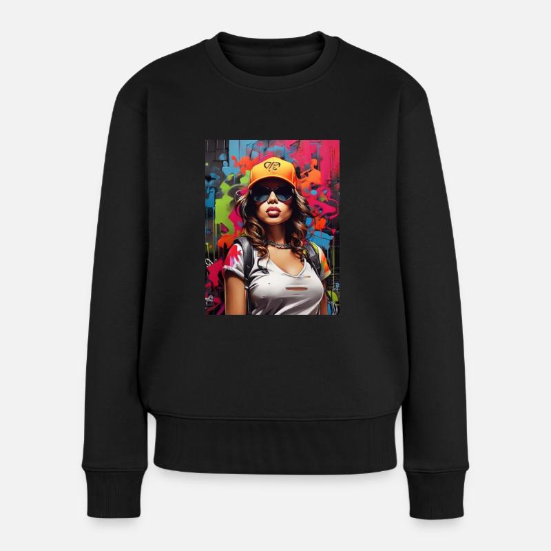 Graffiti-Stil - Frauen Premium Bio Pullover - Schwarz
