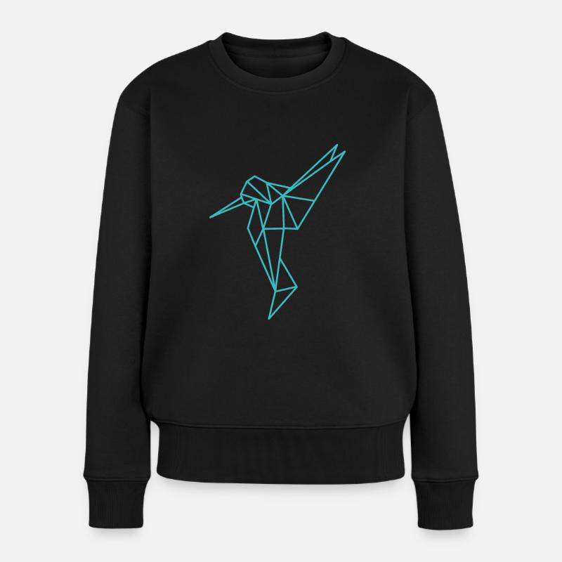 Kolibri Geometrisch Linie - Frauen Premium Bio Pullover - Schwarz