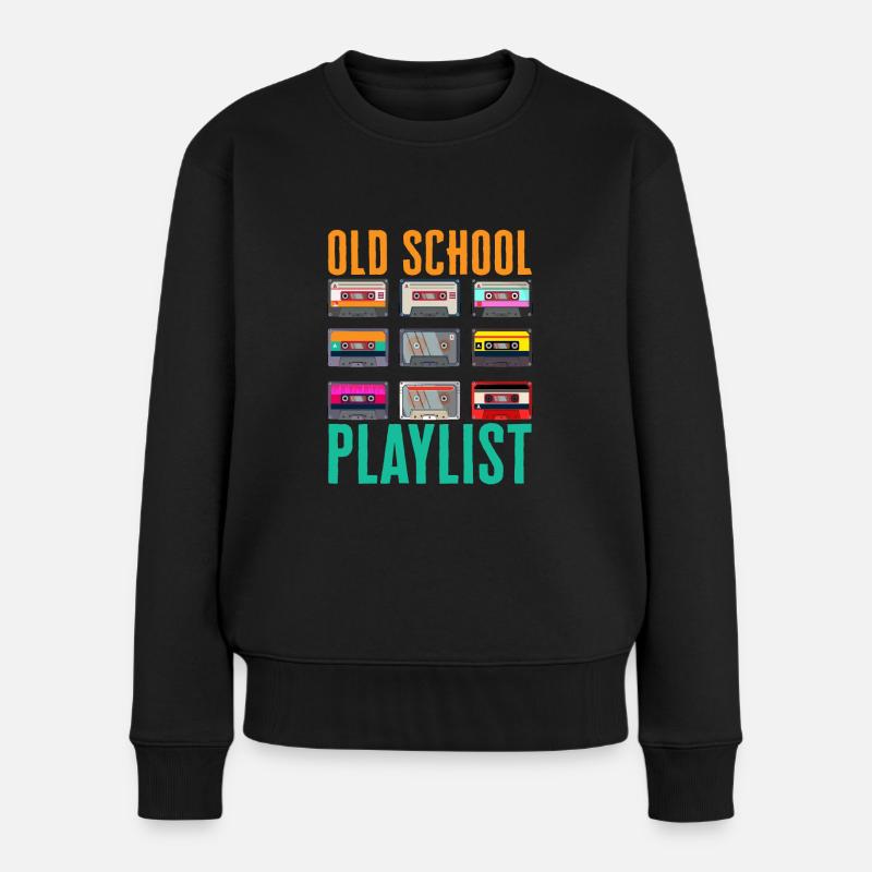 Old School Playlist - Frauen Premium Bio Pullover - Schwarz