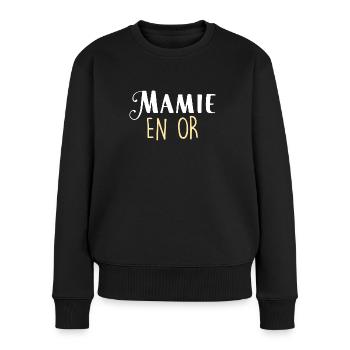 Mamie En Or Citation Grand Mère d'amour - Pull Premium bio Femme - noir - Devant - Julia (174cm)