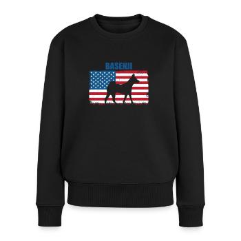 Basenji - Frauen Premium Bio Pullover - Schwarz - Vorne - Julia (174cm)