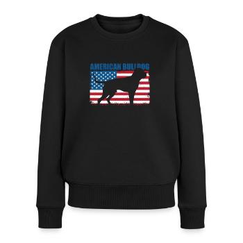 American Bulldog Amerikanische Bulldogge - Frauen Premium Bio Pullover - Schwarz - Vorne - Julia (174cm)