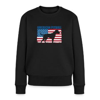 American Pit Bull Terrier - Frauen Premium Bio Pullover - Schwarz - Vorne - Julia (174cm)